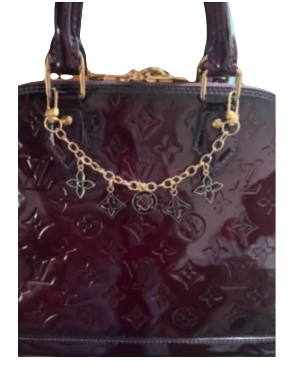 ⚜️ Louis Vuitton LV Monogram Vernis Patent Leather Alma PM Burgundy Violette COA - Picture 5 of 16